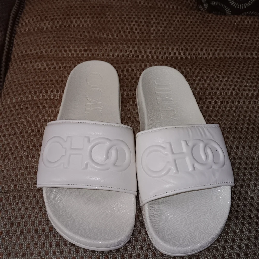 Jimmy Choo white slides 37 - Picture 1 of 3